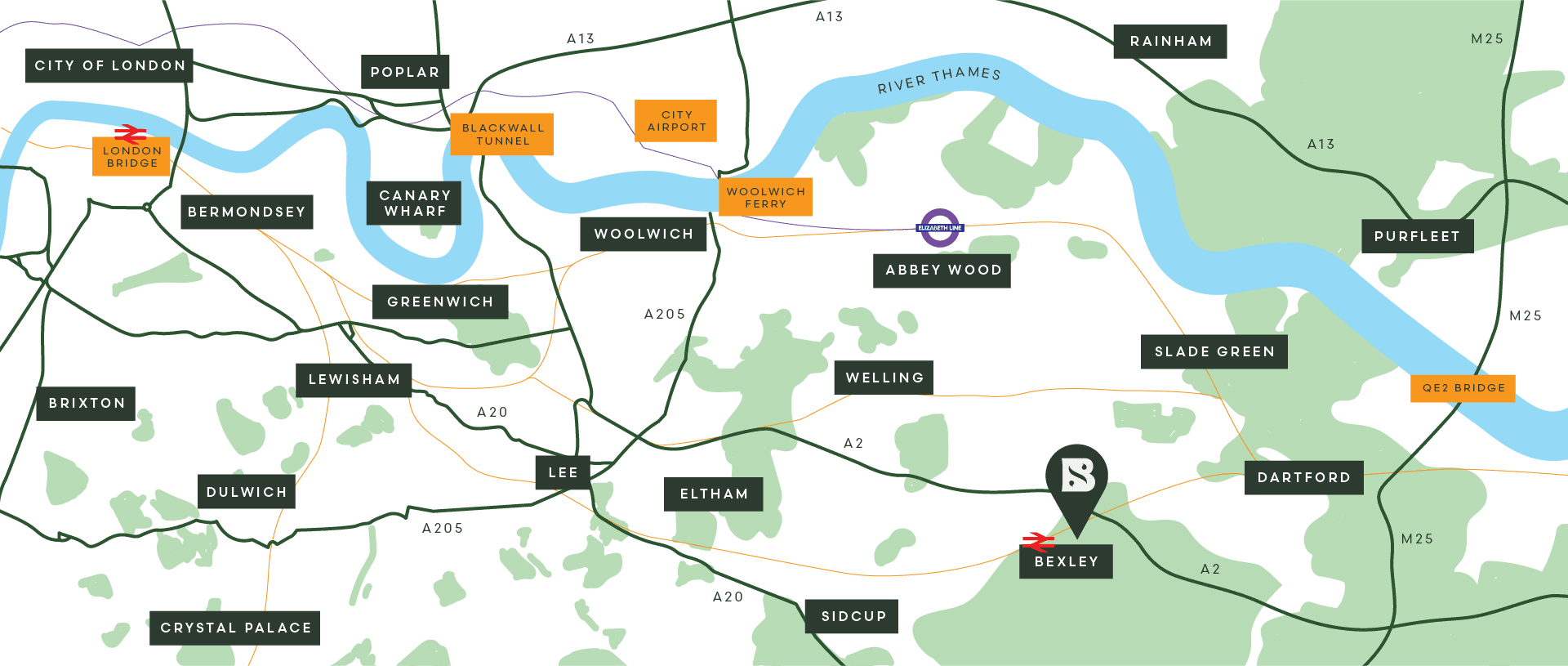 Map of Bexley Space, Manor Farm, Bexley Village